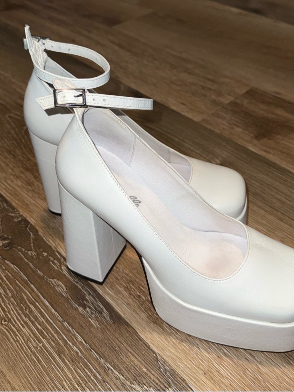 White Platform Ankle-Strap Heels - Women